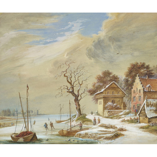 18./19. JH. HOLLAND : Winterlandschaft mit zugefrorenem Fliessgew�sser (DOBIASCHOFSKY AUKTIONEN AG)