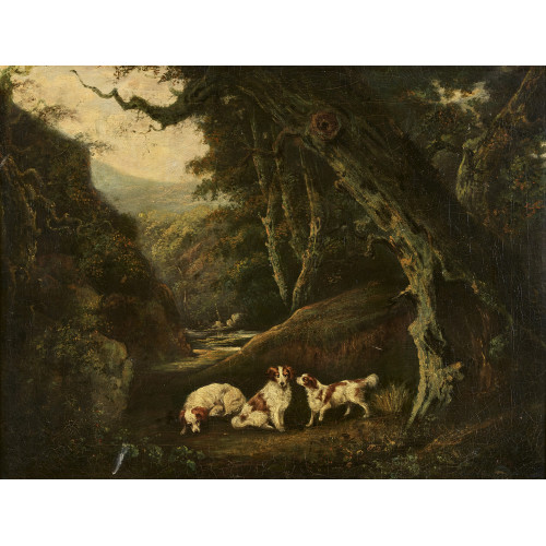 GEORGE MORLAND : Drei �pagneuls bretons am bewaldeten Flussufer (DOBIASCHOFSKY AUKTIONEN AG)