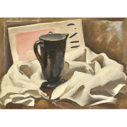 GASTON VAUDOU : 'Vase noir, serviette, cahier d'art' (DOBIASCHOFSKY AUKTIONEN AG)