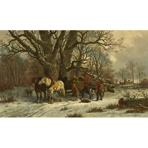 ALEXIS DE LEEUW : Holzf�llerfuhrwerk im Winter (DOBIASCHOFSKY AUKTIONEN AG)