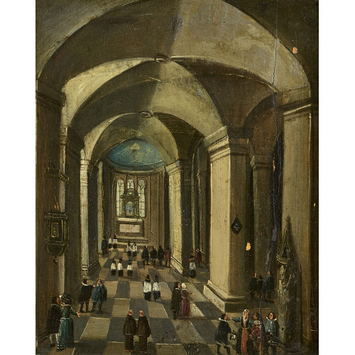 FRIEDRICH ST�CKLIN : Kircheninterieur mit Figurenstaffage (DOBIASCHOFSKY AUKTIONEN AG)