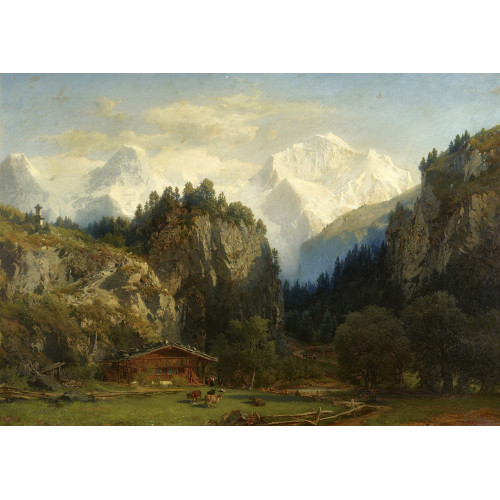 JOHANN JAKOB VOLLWEIDER : Bauernhof mit Eiger, M�nch und Jungfrau (DOBIASCHOFSKY AUKTIONEN AG)