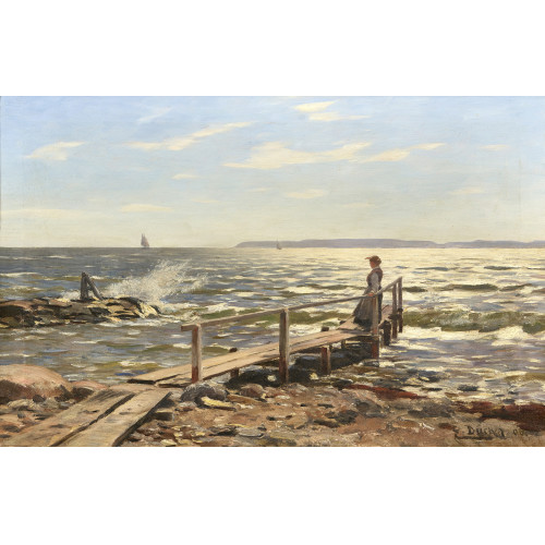 EUGEN GUSTAV D�CKER : Ausschau haltende Frau auf dem Ufersteg (DOBIASCHOFSKY AUKTIONEN AG)