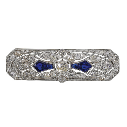 SAPHIR-DIAMANT-BROSCHE : Frankreich, Anfang 20. Jh (DOBIASCHOFSKY AUKTIONEN AG)
