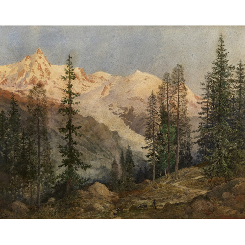 WILHELM HERMANN ADOLF LAUTER : Berglandschaft im Abendrot (DOBIASCHOFSKY AUKTIONEN AG)