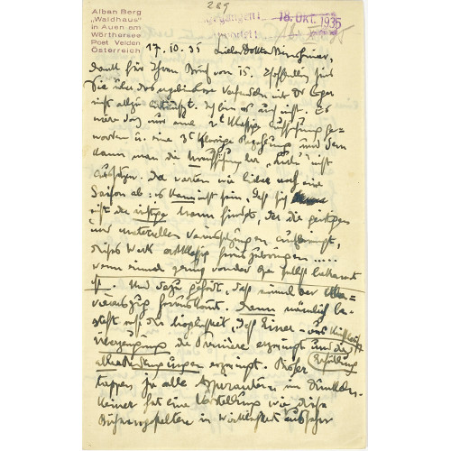 AUTOGRAF : Alban Berg (1885-1935) (DOBIASCHOFSKY AUKTIONEN AG)