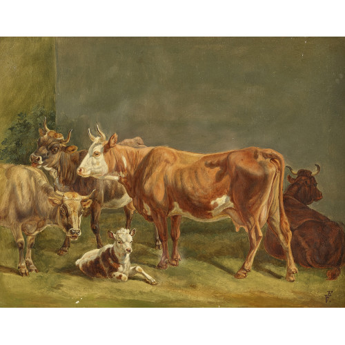 FRIEDRICH JOHANN VOLTZ : K�he mit Kalb (DOBIASCHOFSKY AUKTIONEN AG)