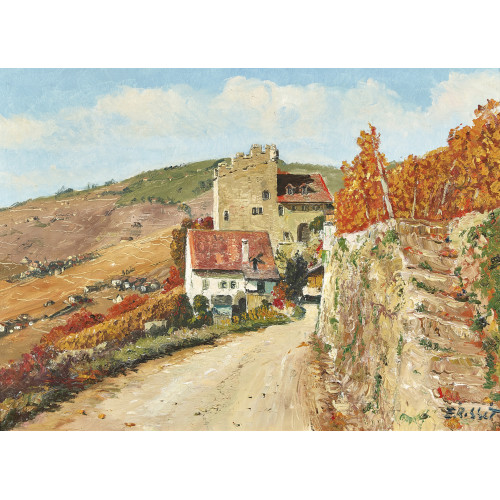 E. ROSSET : Rebberge im herbstlichen Lavaux (DOBIASCHOFSKY AUKTIONEN AG)