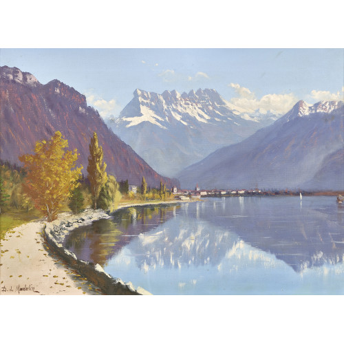 EUG�NE DEVAUD DE MADELIN : Villeneuve et les Dents du Midi (DOBIASCHOFSKY AUKTIONEN AG)