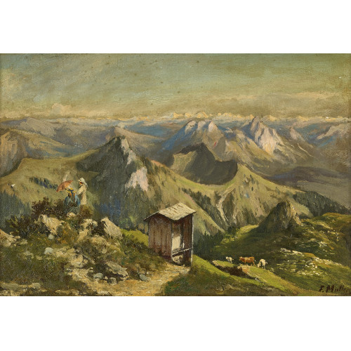 FRANZ M�LLER : Alplandschaft mit Paar und Vieh (DOBIASCHOFSKY AUKTIONEN AG)