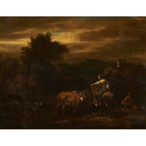 NICOLAES PIETERSZ. BERCHEM : Hirtin mit Vieh (DOBIASCHOFSKY AUKTIONEN AG)