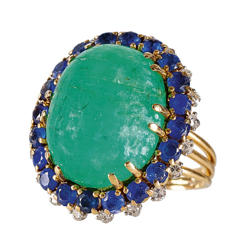 SMARAGD-SAPHIR-DIAMANT-RING : (DOBIASCHOFSKY AUKTIONEN AG)