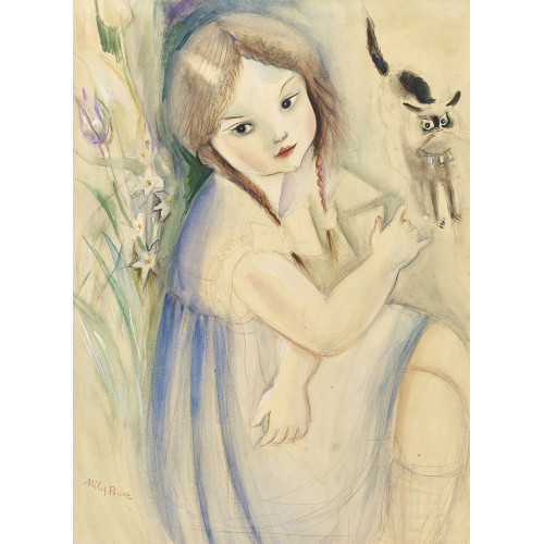 MILLY (EMILIA) POSSOZ : M�dchen mit Katze (DOBIASCHOFSKY AUKTIONEN AG)