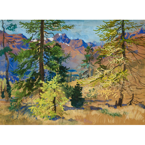 ERNST KREIDOLF : 'Blick auf Silsersee und Margna (Engadin)' (DOBIASCHOFSKY AUKTIONEN AG)