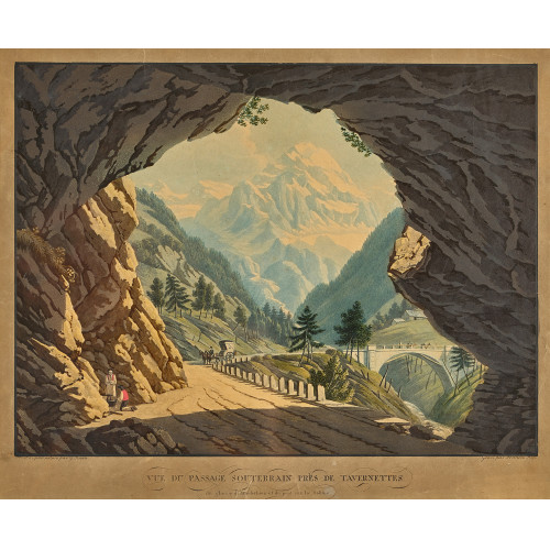 FRANZ HEGI : 'Vue du passage souterrain pr�s de Tavernettes du glacier de Maederhorn et du pont sur la Saltine' (DOBIASCHOFSKY AUKTIONEN AG)