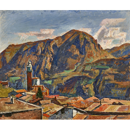 ALEXANDRE BLANCHET : Tessiner Dorf mit Bergen (DOBIASCHOFSKY AUKTIONEN AG)
