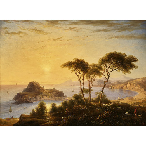 JOHANN JAKOB II ULRICH : Sestri Levante bei Sonnenuntergang (DOBIASCHOFSKY AUKTIONEN AG)