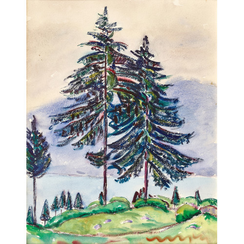 EMIL PROCHASKA : Nadelb�ume am Bergsee (DOBIASCHOFSKY AUKTIONEN AG)