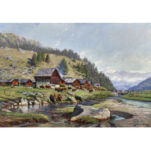 �DOUARD JEANMAIRE : Alplandschaft mit K�hen (DOBIASCHOFSKY AUKTIONEN AG)