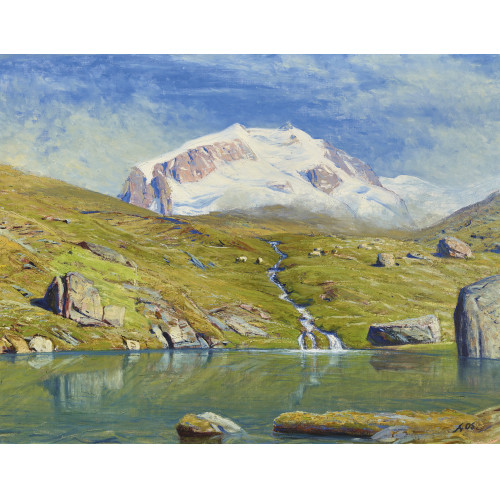 ALBERT HENRY JOHN GOS : Bergsee mit Blick auf Monte-Rosa-Massiv (DOBIASCHOFSKY AUKTIONEN AG)