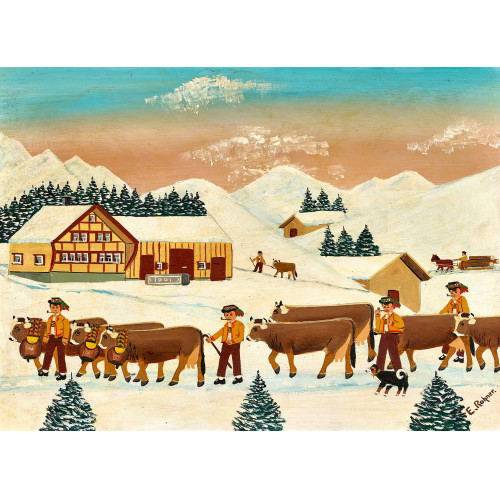 ERNST ROHNER : Alpabzug im Schnee (DOBIASCHOFSKY AUKTIONEN AG)