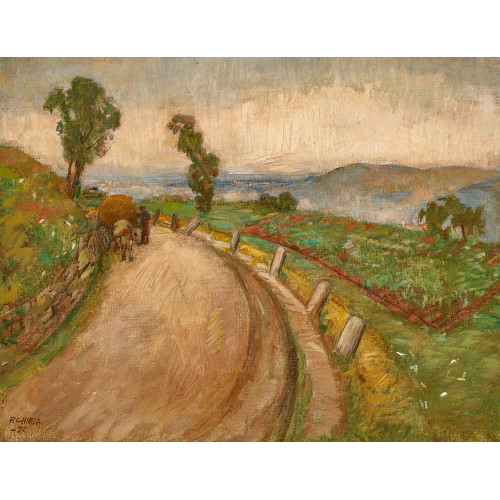 PIETRO CHIESA : Landschaft mit Heufuhrwerk am Strassenrand (DOBIASCHOFSKY AUKTIONEN AG)