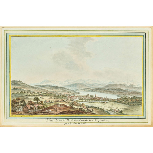 HEINRICH FREUDWEILER : 'Vue de la Ville et des Environs de Zurich, prise du C�te du Nord' (DOBIASCHOFSKY AUKTIONEN AG)