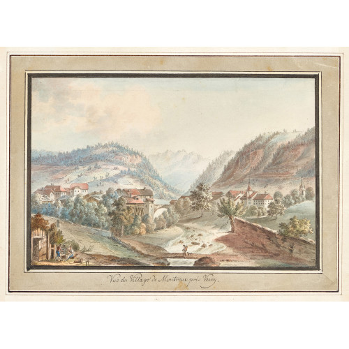 19. JH. SCHWEIZ : 'Vue du Village de Montreaux pr�s Vevey' (DOBIASCHOFSKY AUKTIONEN AG)