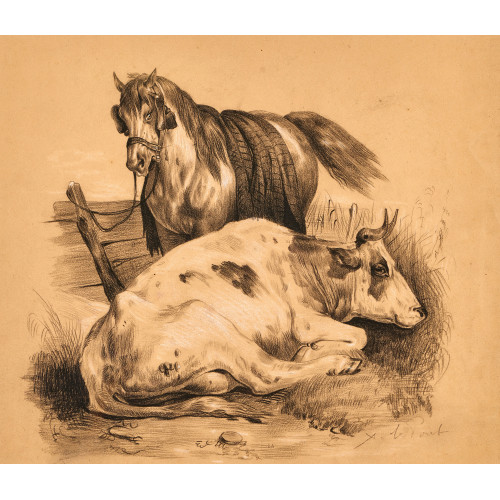 XAVIER DE PORET : Vache et cheval (DOBIASCHOFSKY AUKTIONEN AG)