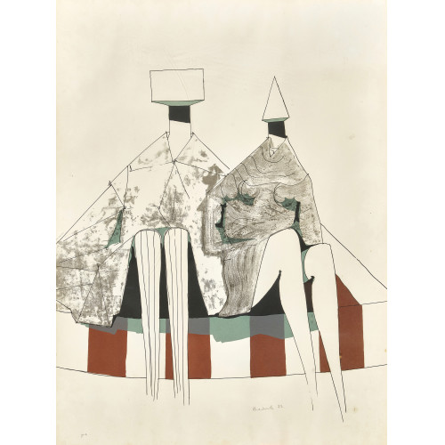 LYNN CHADWICK : Two seated figures on stripes (DOBIASCHOFSKY AUKTIONEN AG)