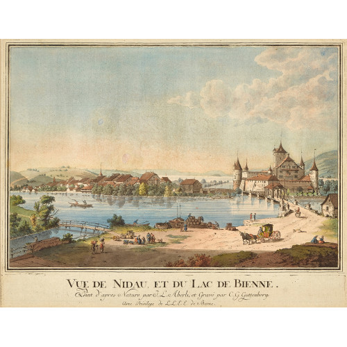 JOHANN LUDWIG ABERLI : 'Vue de Nidau, et du Lac de Bienne' (DOBIASCHOFSKY AUKTIONEN AG)