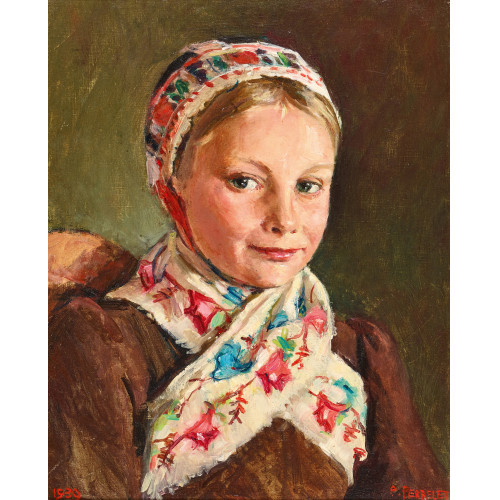 PAUL AUGUSTE PERRELET : Portr�t eines Bauernm�dchens (DOBIASCHOFSKY AUKTIONEN AG)