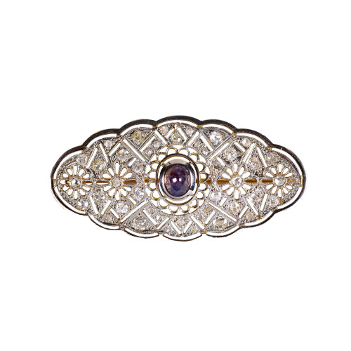 ALEXANDRIT-DIAMANT-BROSCHE : Fr�her Art d�co (DOBIASCHOFSKY AUKTIONEN AG)