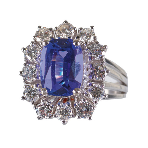 TANSANIT-BRILLANT-RING : Bucherer, Luzern (DOBIASCHOFSKY AUKTIONEN AG)