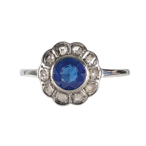 SAPHIR-DIAMANT-RING : (DOBIASCHOFSKY AUKTIONEN AG)