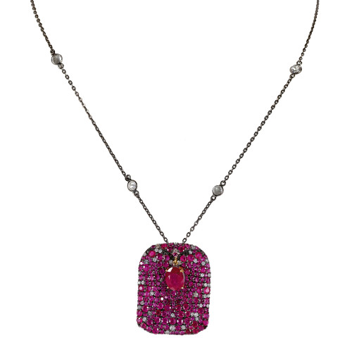 RUBIN-DIAMANT-ANH�NGER MIT KETTE : (DOBIASCHOFSKY AUKTIONEN AG)