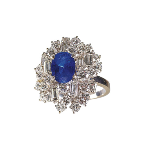 SAPHIR-DIAMANT-RING : (DOBIASCHOFSKY AUKTIONEN AG)