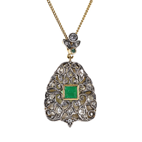 SMARAGD-DIAMANT-COLLIER : (DOBIASCHOFSKY AUKTIONEN AG)