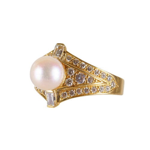 PERLEN-BRILLANT-RING : (DOBIASCHOFSKY AUKTIONEN AG)