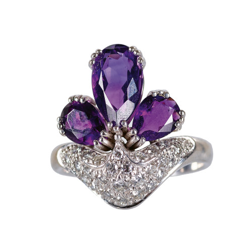 AMETHYST-BRILLANT-RING : (DOBIASCHOFSKY AUKTIONEN AG)