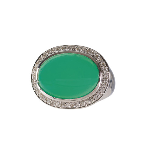CHRYSOPRAS-DIAMANT-RING : (DOBIASCHOFSKY AUKTIONEN AG)
