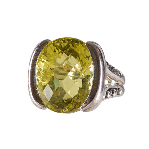 LEMONQUARZ-DIAMANT-RING : (DOBIASCHOFSKY AUKTIONEN AG)