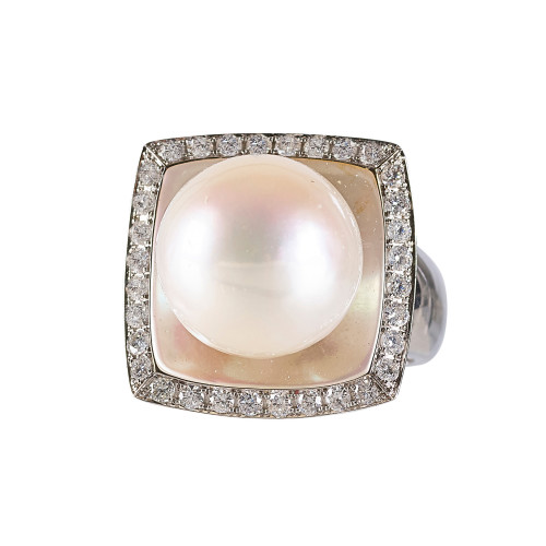 PERLEN-DIAMANT-RING : (DOBIASCHOFSKY AUKTIONEN AG)