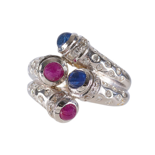SAPHIR-RUBIN-DIAMANT-RING : (DOBIASCHOFSKY AUKTIONEN AG)