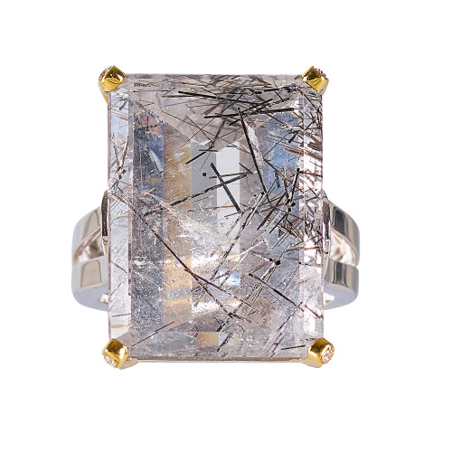 RUTILQUARZ-DIAMANT-RING : (DOBIASCHOFSKY AUKTIONEN AG)