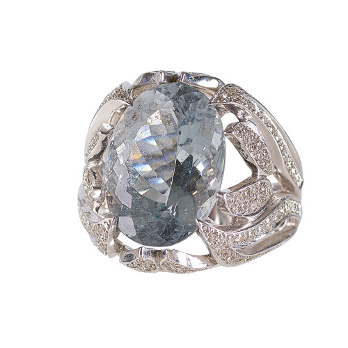 AQUAMARIN-DIAMANT-RING : (DOBIASCHOFSKY AUKTIONEN AG)
