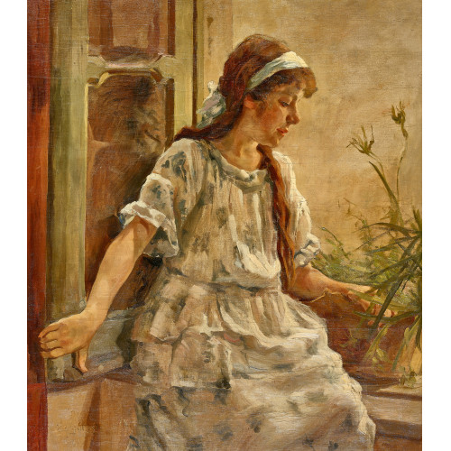 FRITZ GLARNER : Junge Frau auf der Fensterbank (DOBIASCHOFSKY AUKTIONEN AG)