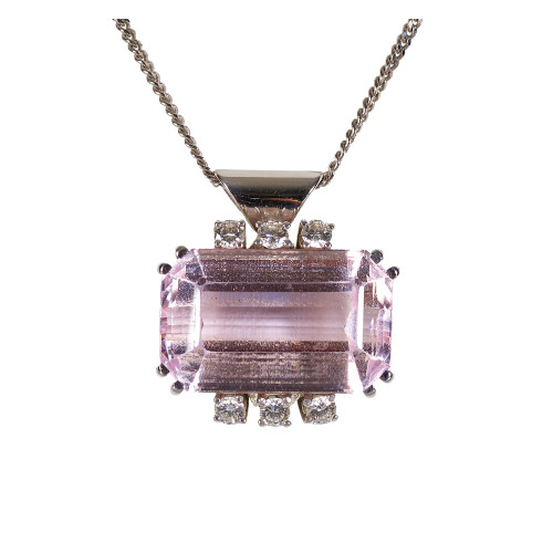 KUNZIT-DIAMANT-ANH�NGER MIT KETTE : (DOBIASCHOFSKY AUKTIONEN AG)
