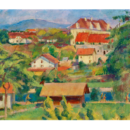 EDUARD BOSS : Sommerliche Landschaft mit H�usern (DOBIASCHOFSKY AUKTIONEN AG)