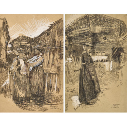 OTTO VAUTIER : B�uerinnen in Evol�ne. Gegenst�cke (DOBIASCHOFSKY AUKTIONEN AG)